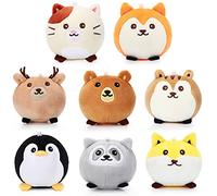Aoriher 8 Pcs Mini Woodland Animals Plush Toys 3.15 Inch Soft Stuffed Animals Ornaments Bulk Colorful Woodland Keychain for Birthday Baby Shower Party Decors Classroom Prizes(Regular Style)