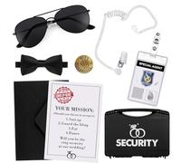 Aoriher Ring Security Wedding Set - Bearer Box, Badge, Sunglass, Earpiece, Bow Tie, ID Badge Holder, Card, Envelope, Invitation for Proposal Gift (9 Pcs)