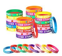 Aoriher Star Student Bracelets 8 Colors Student Wristbands Reward Silicone Star Rubber Bracelet for Sports Office Substitute Teacher Recognition Award Supplies Education Kid Activity(40 Pcs)