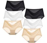 Aorine Girls Seamless Underwear Invisible Briefs Breathable Ice Silk Knickers Mid Rise Underpants for Kids Aged 6 Pack