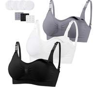 Aorine Women Nursing Bra Wire Free Push Up Maternity Bra Seamless Nursing Cami with Removable Breast Pads 3 Pack