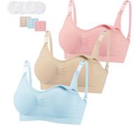 Aorine Women Nursing Bra Wire Free Push Up Maternity Bra Seamless Nursing Cami with Removable Breast Pads 3 Pack