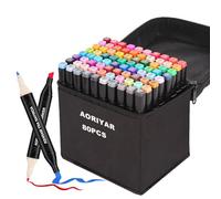 Aoriyar Alcohol Markers 80 Colouring Pens - Permanent Marker Pens Dual Tip Alcohol Pens Set for Colouring Books - Twin Markers Art for Adults Kids Artist Manga Drawing