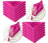 Aormenzy 50 Pack Hot Pink Napkins 17 x 17 Inches Cloth Napkins Jacquard Napkins Scalloped Silky Napkins Square Brocade Napkins for Wedding,Banquet,Party Decoration