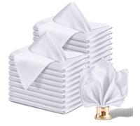 Aormenzy 50 Pack White Satin Napkins - 12 x 12 Silky Square Satin Napkins for Wedding, Banquet, Party Decoration