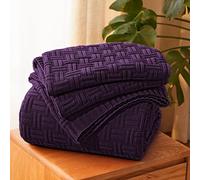 Aormenzy 50x60 Throw Blanket, Soft Cozy Acrylic Throw Blanket, Cable Knit Throw Blanket for Couch Sofa Bed, Dark Purple