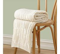 Aormenzy Cable Knit Blanket Soft Cozy Lightweight Machine Washable 100% Acrylic Decorative Throw Blanket for Couch Sofa Bed Cream White 30"x40"