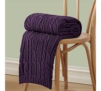 Aormenzy Cable Knit Blanket Soft Cozy Lightweight Machine Washable Acrylic Decorative Throw Blanket for Couch Sofa Bed Dark Purple 50"x60"