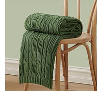 Aormenzy Cable Knit Throw Blankets 50 x 60 Inches, Soft Cozy and Lightweight Knitted Blanket, Machine Washable Acrylic Blanket, Decorative Throw Blanket for Couch Sofa Bed, Forest Green