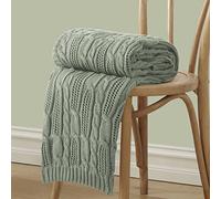 Aormenzy Cable Knit Throw Blankets 60 x 80 Inches, Soft Cozy and Lightweight Knitted Blanket, Machine Washable Acrylic Blanket, Decorative Throw Blanket for Couch Sofa Bed, Sage Green