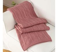 Aormenzy Dusty Pink Knit Throw Blankets Oversized Cable Knit Decorative Throw Blanket Dusty Rose Soft Cozy Knitted Blanket for Sofa Couch Bed, 60" x 80"