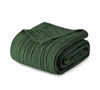 Aormenzy Forest Green Cable Knit Throw Blanket Queen Size for Bed Couch Sofa, Super Soft Cozy Knitted Blanket 90" x 90" Bed Blankets Full Size