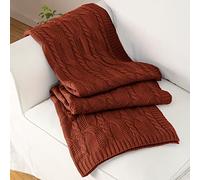 Aormenzy Red Brown Knit Throw Blanket - Cable Knit Decorative Soft Cozy Blanket for Sofa Couch Bed, 50" x 60"