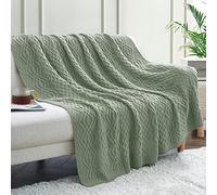 Aormenzy Sage Green Cable Knit Throw Blanket, Soft & Decorative Knitted Blanket Throw for Couch Bed Sofa Living Room, 50 x 60 inch