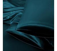 Aormenzy Satin Pillow Cases for Women Queen Size Set of 2, Dark Teal Satin Pillowcase for Hair with Envelope Closure Silky Pillow Covers Wrinkle, Fade Resistant (20x30 Inches)