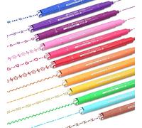 AOROKI 12 Colored Curve Highlighter Pen Set, 10 Different Shapes Dual Tip Markers Cool Pens for Journal Planner Scrapbook Art Office School Supplies for Kids Adults Journaling Drawing Note Taking