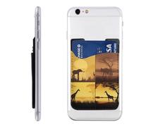 AoRom African Grassland Animals Printed Phone Card Holder,Leather Phone Card Holder,Adhesive Stick On Credit Card Pocket For Smartphones
