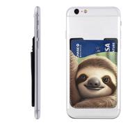 AoRom Cute Sloth Printed Phone Card Holder,Leather Phone Card Holder,Adhesive Stick On Credit Card Pocket For Smartphones