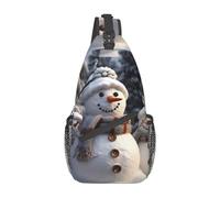 AoRom Xmas Snowman Printed Crossbody Sling Backpack,Casual Chest Bag Daypack,Crossbody Shoulder Bag For Travel Sports Hiking, Black, Black, One Size, Daypack Backpacks
