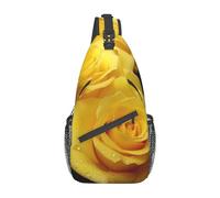 AoRom Yellow Roses Printed Crossbody Sling Backpack,Casual Chest Bag Daypack,Crossbody Shoulder Bag For Travel Sports Hiking, Black, Black, One Size, Retro