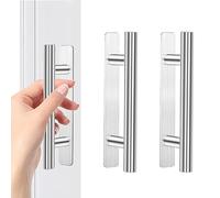 AOROPS 2Pcs Adhesive Cabinet Handles Pulls, Silver Furniture Kitchen Cupboard Handles, No Drilling Stainless Steels Wardrobe Door Handles for Drawer Wardrobe Window