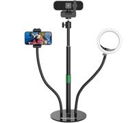 AorPixun Webcam Stand for Desk Computer Camera Stand 3 in 1 Flexible Webcam Mount & Gooseneck Mount for Logitech Webcam C922 C930e C920S C920 C615 Ring Light Phone Microphone & 1/4" Thread Devices