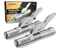 AORRZER Grease Gun Coupler 2 PCS, Strong Lock-on Greases Gun Couplers, 12000 PSI High Pressure Coupler Quick Release Grease, Durable and Compatible with All Grease Guns 1/8" NPT Grease Gun Fittings