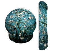 AORTDES Ergonomic Keyboard Mouse Pad Wrist Rest Support Set for Laptop/Computer/Desktop,Memory Foam Hand Rest Wrist Cushion for Gaming/Office,Lightweight Comfortable & Pain Relief (Apricot Flower)