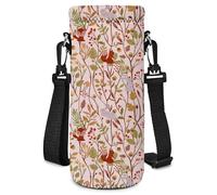 AORTDES Neoprene Water Bottle Carrier Bag with Adjustable Shoulder Strap for Men Women Walking Hiking,Portable Insulated Holder Case for Stainless Steel/Glass/Plastic Bottles (Rabbit,Squirrel, 750ML)