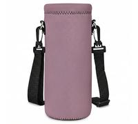 AORTDES Neoprene Water Bottle Carrier Bag with Adjustable Shoulder Strap for Men Women Walking Hiking,Portable Insulated Holder Case for Stainless Steel/Glass/Plastic Bottles (Dusty Mauve, 1000ML)