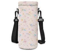 AORTDES Neoprene Water Bottle Carrier Bag with Adjustable Shoulder Strap for Men Women Walking Hiking,Portable Insulated Holder Case for Stainless Steel/Glass/Plastic Bottles (Birds, 500ML)