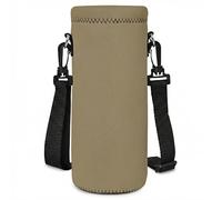 AORTDES Neoprene Water Bottle Carrier Bag with Adjustable Shoulder Strap for Men Women Walking Hiking,Portable Insulated Holder Case for Stainless Steel/Glass/Plastic Bottles (Khaki Brown, 1000ML)