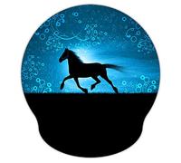 AORTDES Running Horse 9 x 10 Inches Personality Laser Mouse Pad with Wrist Rest Support, Non-Slip Rubber Base Ergonomic Memory Foam Pain Relief Mouse Pad, Computer Office Desk Mice Mat (WRP-03)