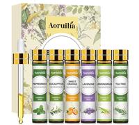 Aoruilia 6 x 10ml Essential Oils Set, Premium Aromatherapy Oil for for Diffuser, Home Fragrance, Soap & Candle Making, Cleaning - Tea Tree, Lavender, Peppermint, Sweet Orange, Lemongrass, Eucalyptus