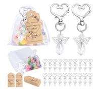 AOSAIXIS 30Pcs Wing Charm Keychain Decorative Holder with Drawstring Gauze Bag and Labels for Baby Showers Wedding Bridal Showers Gift