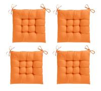 AOSCTELF Seat Pads for Dining Chairs Set of 4, Comfortable 38 x 38cm Chair Cushions with Ties, Dinning Chair Cushions Pad for Dinning Room Kitchen Garden Office Patio - Orange