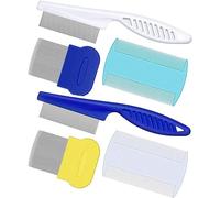 AOSEA 6 Pieces Flea Comb for Cats Dogs Lice Combs Fine Tooth Comb Grooming Set Remove Float Hair Tear Marks Tick Removal Tool,White