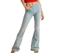 Aoseiens Women's Flared Fit Jeans Women's Bootcut Jeans with Medium Waist Casual Stretch Mom Denim Jeans Bell Trousers Women's Jeans Women's High Sweet Flared Jeans, lightblue, XL