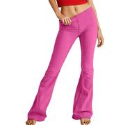 Aoseiens Women's Flared Fit Jeans Women's Bootcut Jeans with Medium Waist Casual Stretch Mom Denim Jeans Bell Trousers Women's Jeans Women's High Sweet Flared Jeans, Hot Pink, M