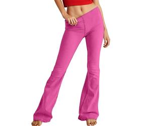 Aoseiens Women's Flared Fit Jeans Women's Bootcut Jeans with Medium Waist Casual Stretch Mom Denim Jeans Bell Trousers Women's Jeans Women's High Sweet Flared Jeans, Hot Pink, M