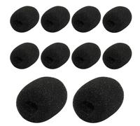 Aoserge 10 Pack Black Lapel Headset Microphone Windscreen - High-Density Sponge Foam Covers for Noise Reduction, Dust & Moisture Protection - Fits Gaming, Office, Fitness, Aviation Headsets