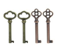 Aoserge Skeleton Key Set of 4pcs KY-2AB and KY-3AB Retro Antique Brass Old Keys for Vintage Furniture, Cabinets, and Doors, Perfect for Adding a Touch of Classic Charm