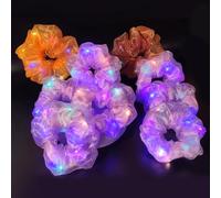 Aosimin Light Up Scrunchies, Mother's Day Gifts Hair Ties Glow in the Dark Party Supplies Glow Sticks Party Favor Festival Rave Accessories for Neon Party, Fun Hair Scrunchies (9PCS-Purple Set)