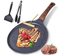 AOSION 11 inch Crepe Pan Nonstick Dosa Tawa Pan,Ceramic Coating Skillet Pan,Tortilla Pan for Pancake Omelette Steak Frying Egg with Ergonmic Handle,For All Stoves