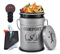 AOSION Countertop Compost Bin Kitchen,Odorless Indoor Compost Bin with Lid and Compost Bags,Compost Bucket Composter Container for Food Waste,Grey