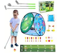 AOSITE Kids Golf Set, 5-1 Toddler Golf Set with 3 Golf Clubs,Putting Mat,19 Balls, Dinosaur Sticky Darts braod 8 Darts, 3-10 Kids Games Golf Cornhole, Indoor Outdoor Sports Activities Party Toy Gift