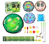 AOSITE Upgraded Kids Golf Set, 5-1 Toddler Golf Set with 3 Golf Clubs & Putting Mat, Dinosaur Sticky Darts braod, Golf Cornhole Board 3-10 Kids Games, Indoor Outdoor Sports Activities Party Toys Gift