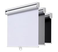 AOSKY Cordless Roller Shades Blackout Blinds for Windows Room Darkening Rolled Up Shades with Spring System, UV Protection Window Shades Door Blinds for Home and Office (27.5" W x 72" H, White)