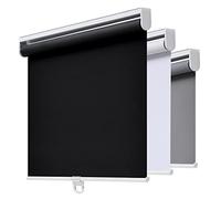 AOSKY Cordless Roller Shades Blackout Blinds for Windows Room Darkening Rolled Up Shades with Spring System, UV Protection Window Shades Door Blinds for Home and Office (25" W x 72" H, Black)