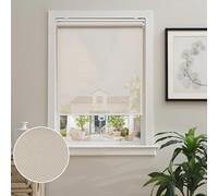 AOSKY Cordless Roller Shades for Windows Light Filtering Shades with 5% Openness Solar Screen Semi Sheer Roller Blinds UV Protection for Office and Home. Easy to Install 44" W x 72" H (Beige)